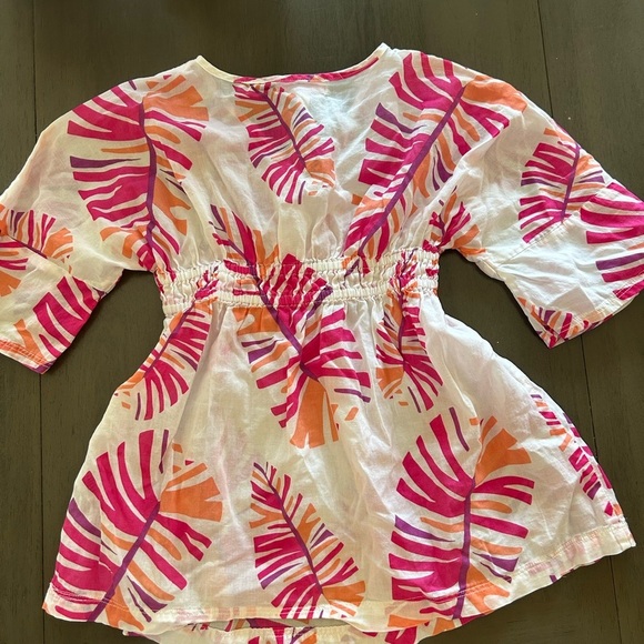 😍Girls Tropical Leaf Print beach coverup Tunic size medium - Picture 3 of 3